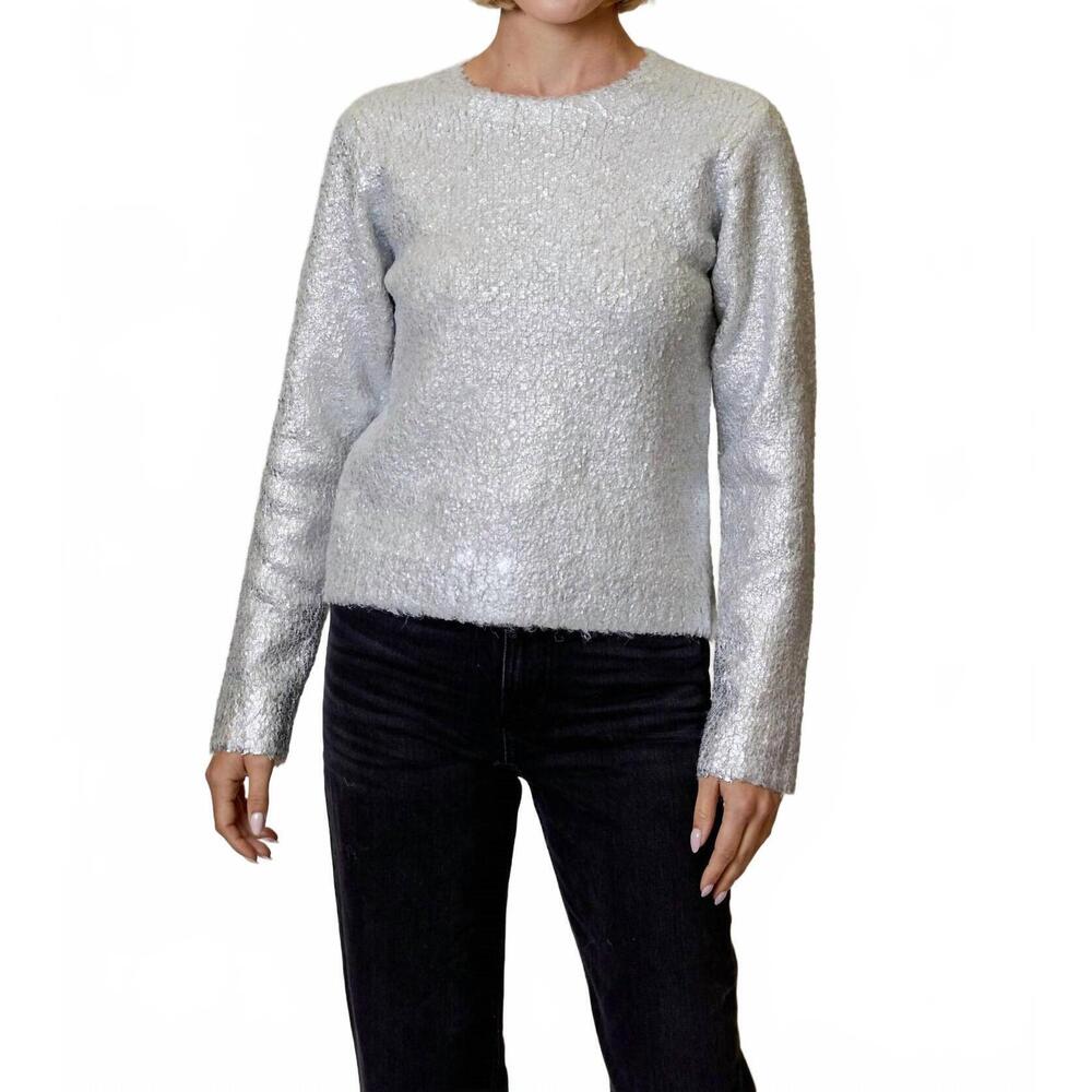 NEW DH NEW YORK crew neck metallic sweater in snowbound